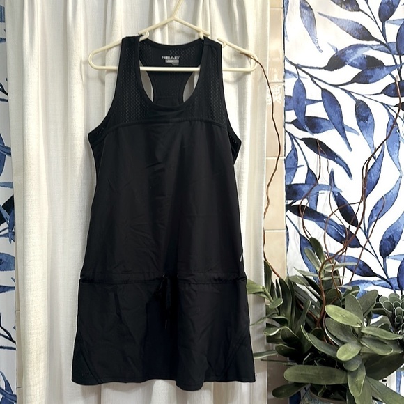 HEAD Black Lightweight Polyester & Shirt Racerback Mesh Panel Tennis Dress Small - Picture 1 of 8